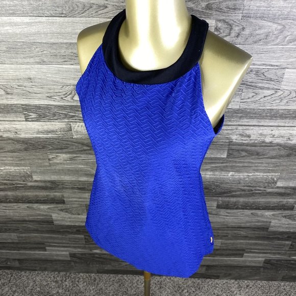 LUCY Halter Neck Keyhole Back Blue Activewear Tank Top Women's Size Small - Picture 10 of 10